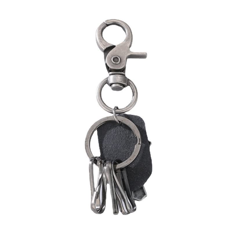 Retro Hanging Cross Faith Design Leather Keychain