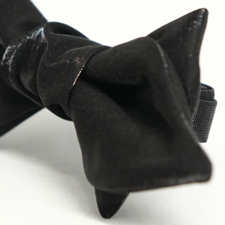 Men's Black Glossy Playful Beard Shape Bow Tie