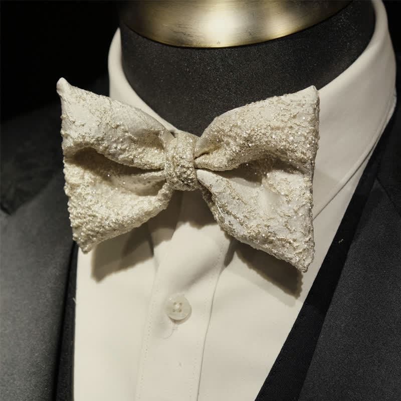 Men's Bright Sequins Light Champagne Bow Tie