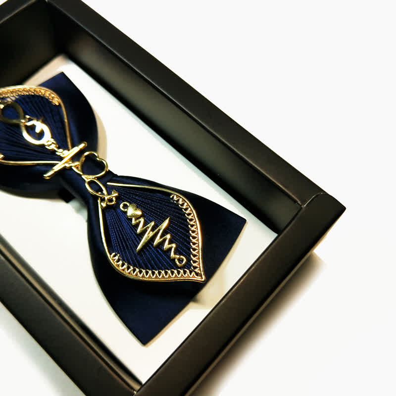 Men's Navy Golden Metal Phoenix Branch Bow Tie