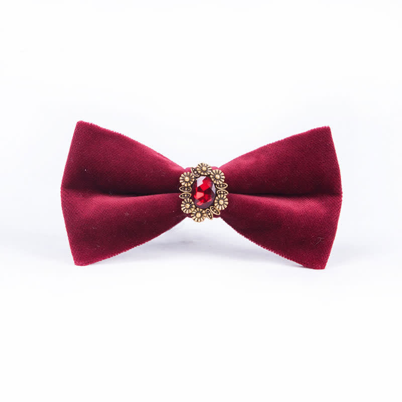 Men's Sunflower Artficial Crystal Velvet Bow Tie