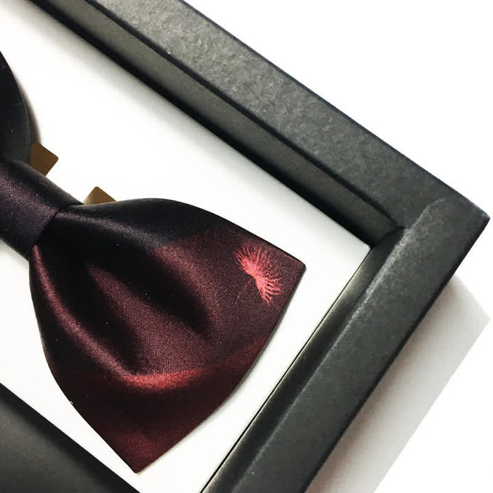 Men's Albizia Flower Gradient Burgundy Black Bow Tie