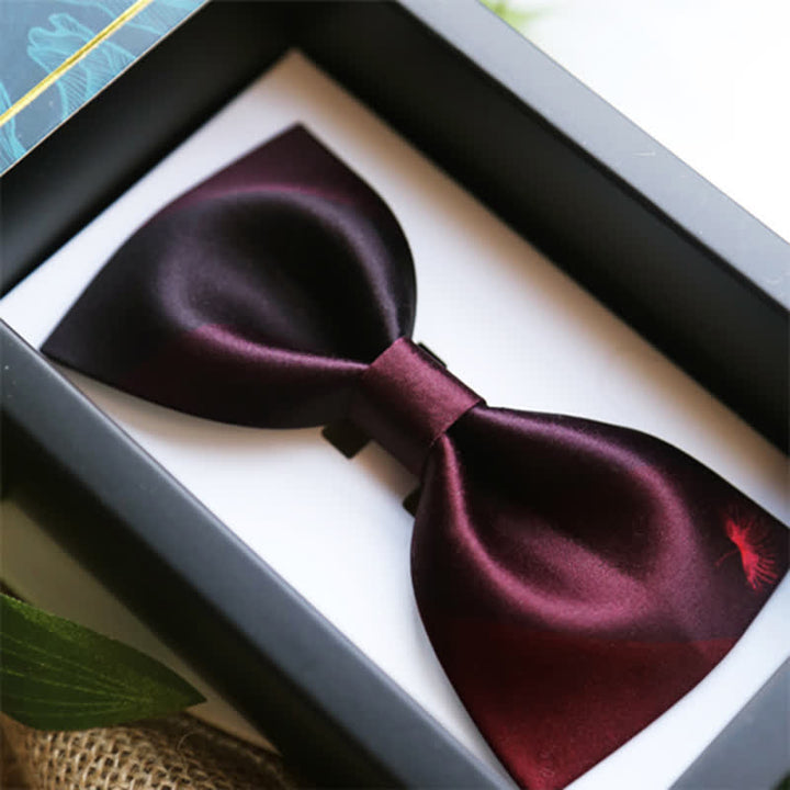 Men's Albizia Flower Gradient Burgundy Black Bow Tie