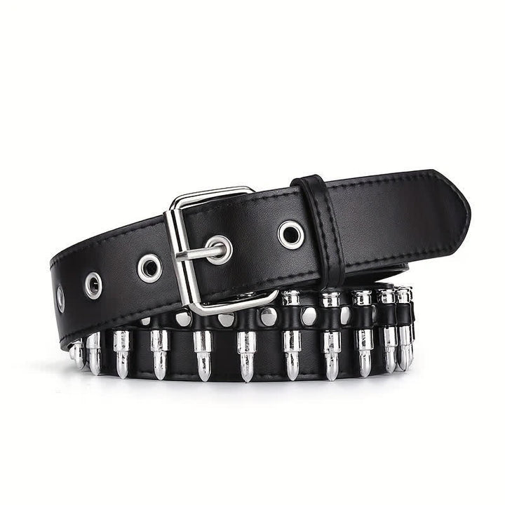 Stylish Punk Bullets Rivet Decor Leather Belt