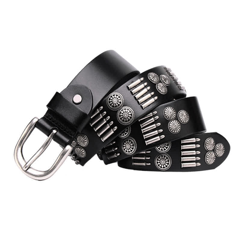 Fashion Punk Rock Metal Bullet Rivets Leather Belt