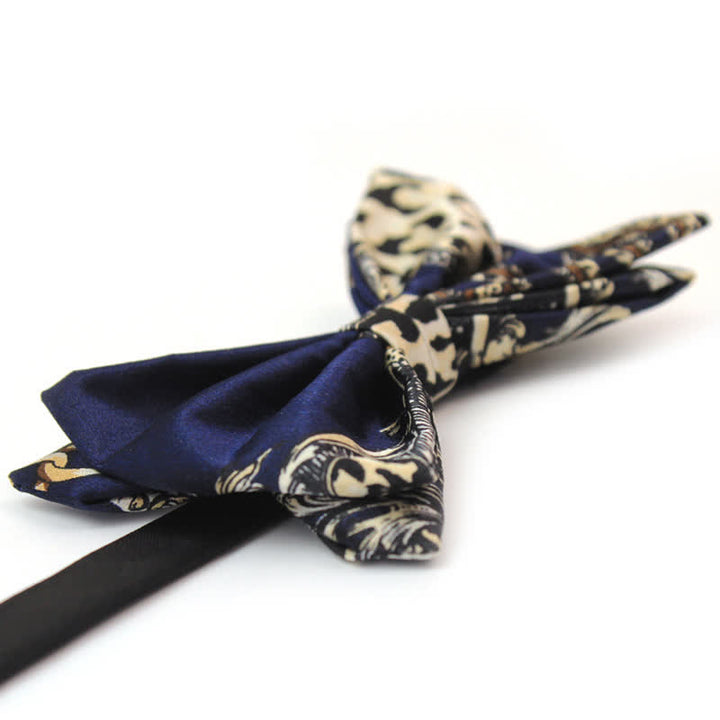 Men's Luxurious Navy & Beige Patterned Bow Tie