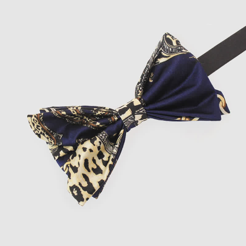 Men's Luxurious Navy & Beige Patterned Bow Tie