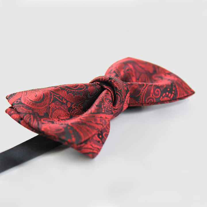 Men's Elegant British Style Burgundy Paisley Bow Tie