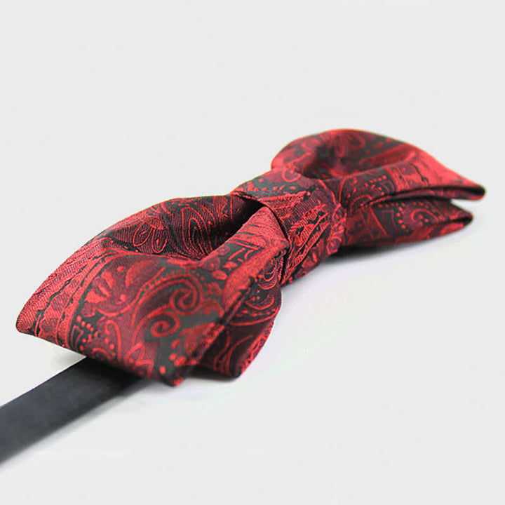 Men's Elegant British Style Burgundy Paisley Bow Tie