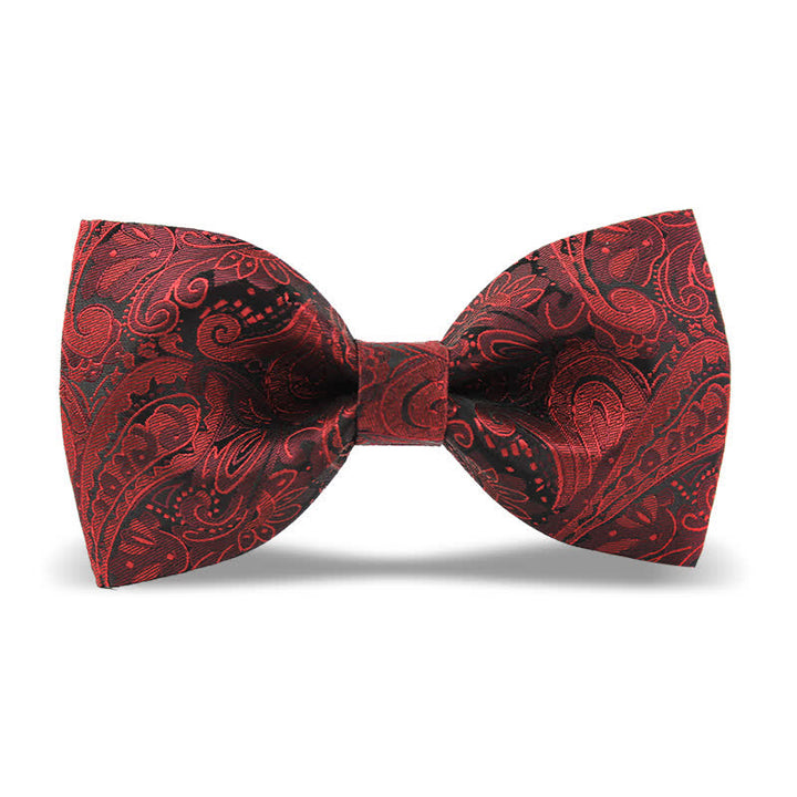 Men's Elegant British Style Burgundy Paisley Bow Tie