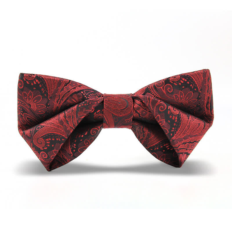 Men's Elegant British Style Burgundy Paisley Bow Tie