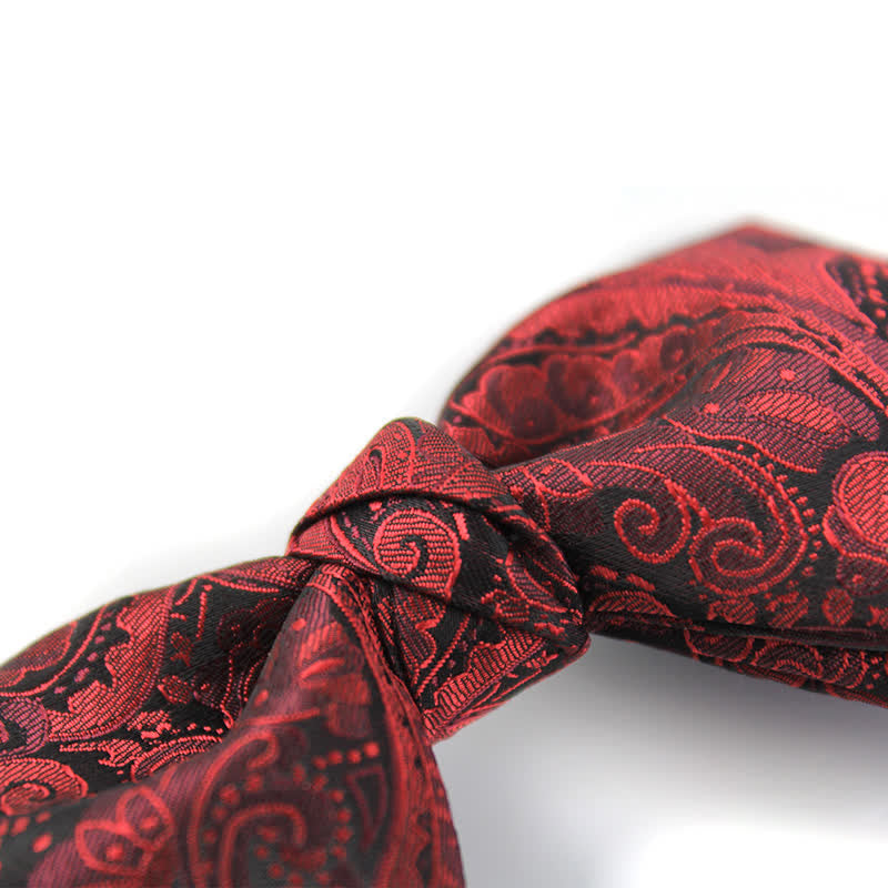 Men's Elegant British Style Burgundy Paisley Bow Tie