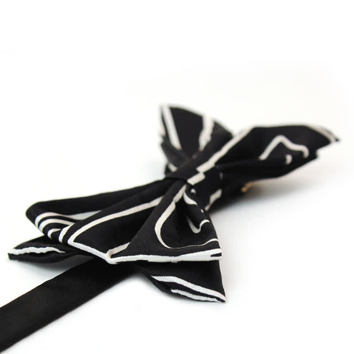 Men's Black & White Geometric Lines Bow Tie