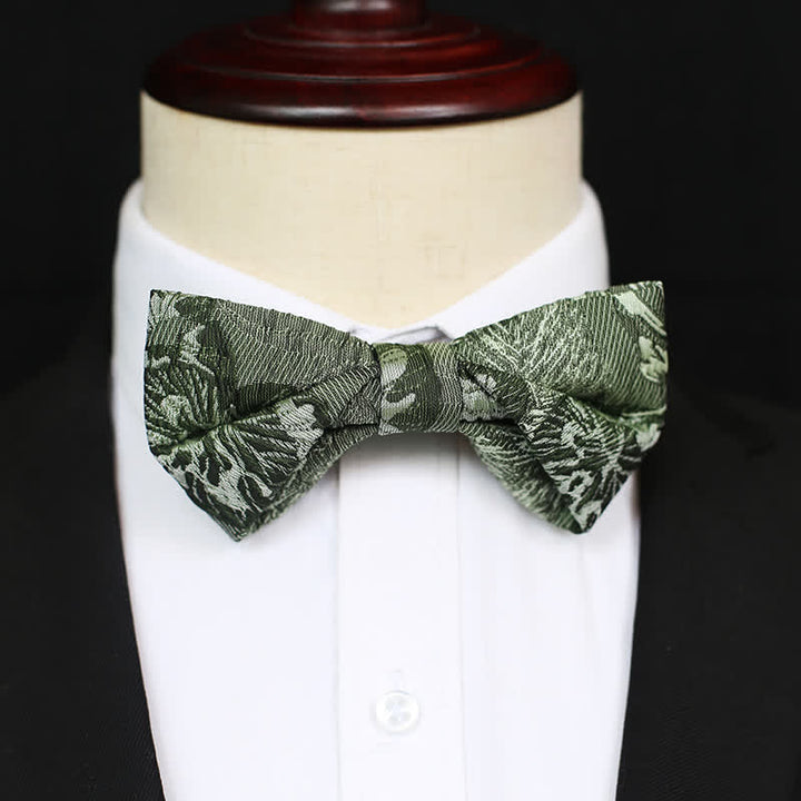 Men's Quiet Peaceful MediumSeaGreen Floral Bow Tie