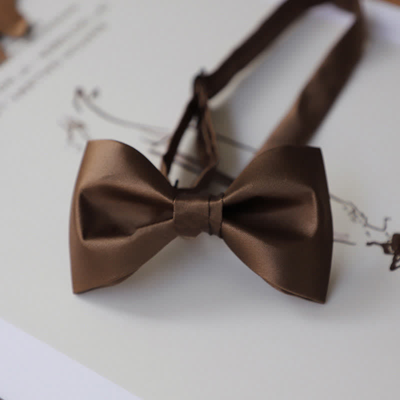 Men's Solid Coffee Brown Color Series Bow Tie