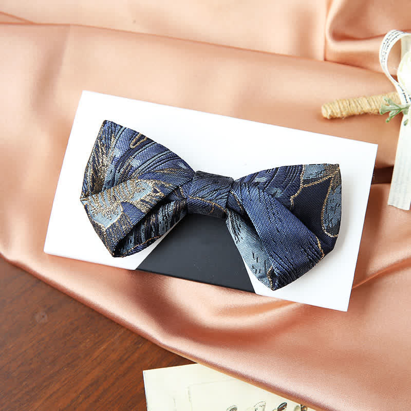 Men's Blue & Gold Bright Floral Jacquard Bow Tie