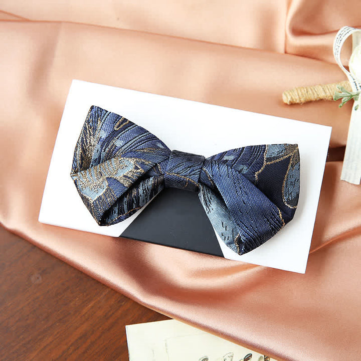 Men's Blue & Gold Bright Floral Jacquard Bow Tie