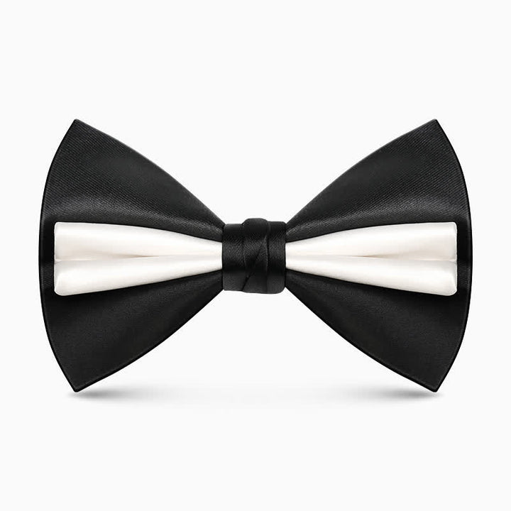 Men's Unique Double Layers Wrinkle Solid Color Bow Tie