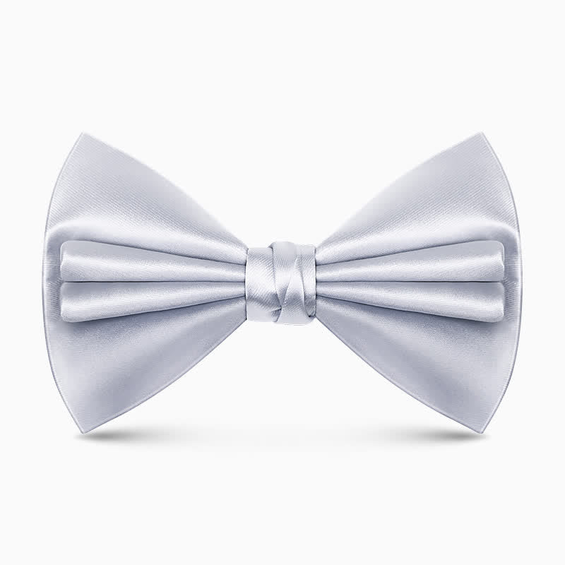 Men's Unique Double Layers Wrinkle Solid Color Bow Tie