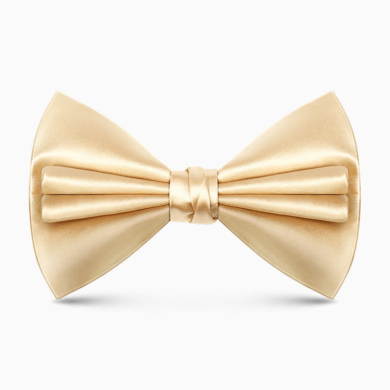 Men's Unique Double Layers Wrinkle Solid Color Bow Tie