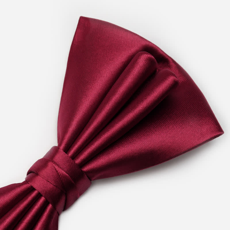 Men's Unique Double Layers Wrinkle Solid Color Bow Tie