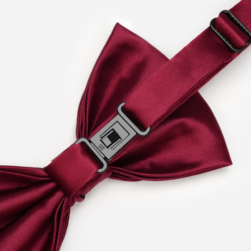 Men's Unique Double Layers Wrinkle Solid Color Bow Tie