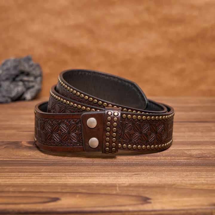 Men's DIY Bronze Double Dragons Leather Belt with Hidden Lighter