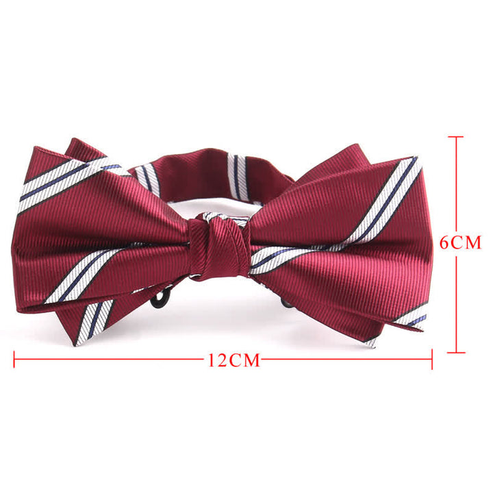 3Pcs Men's Burgundy Series Pocket Square Necktie Bow Tie Set