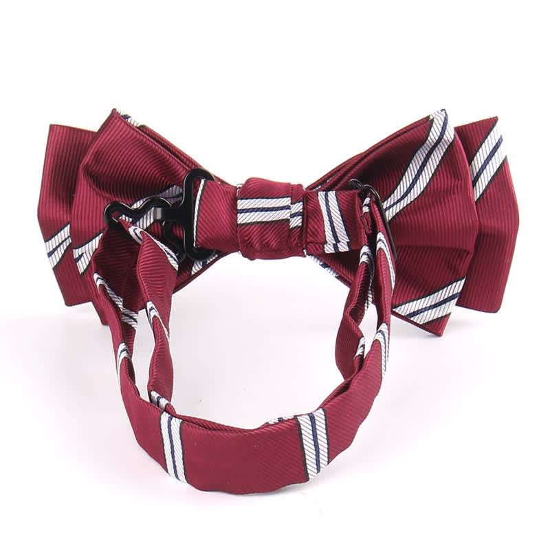 3Pcs Men's Burgundy Series Pocket Square Necktie Bow Tie Set