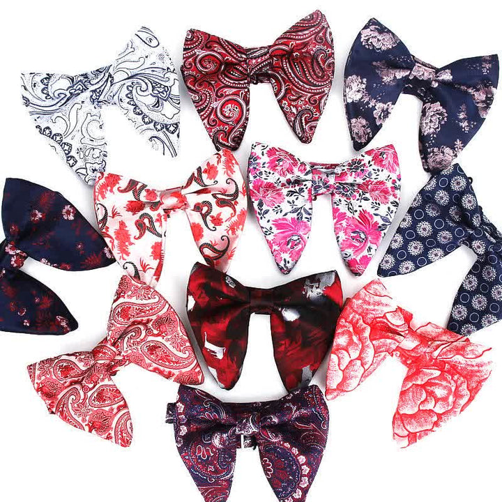 Men's Elegant Paisley Flower Oversized Pointed Bow Tie