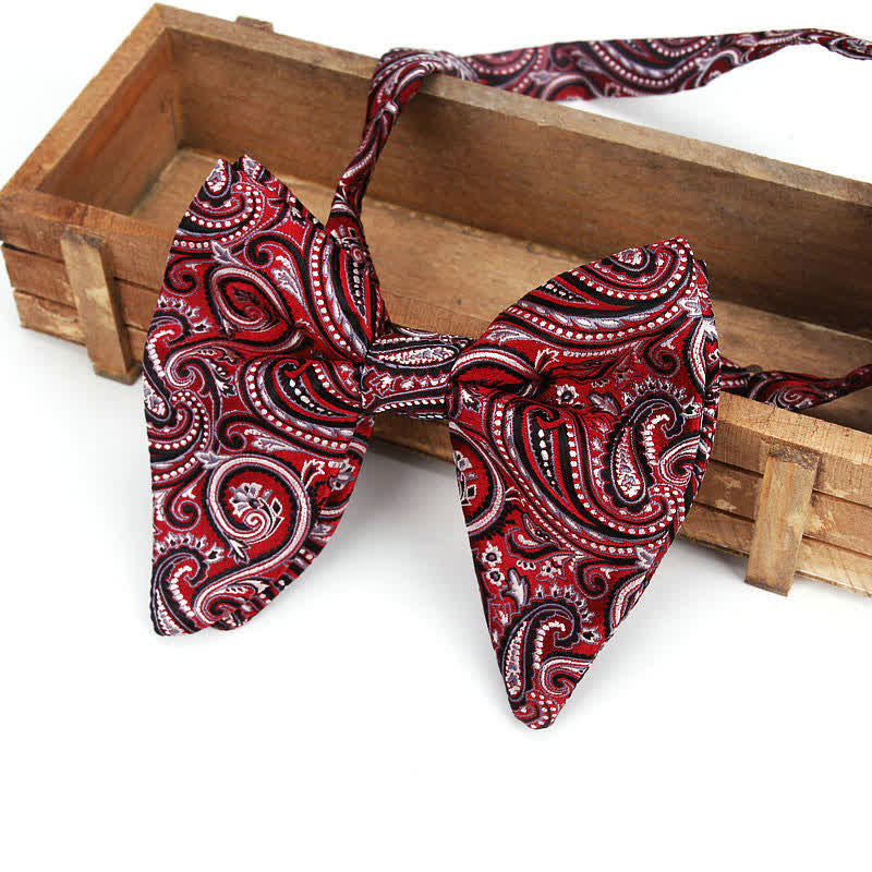 Men's Elegant Paisley Flower Oversized Pointed Bow Tie