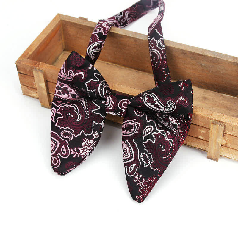 Men's Elegant Paisley Flower Oversized Pointed Bow Tie