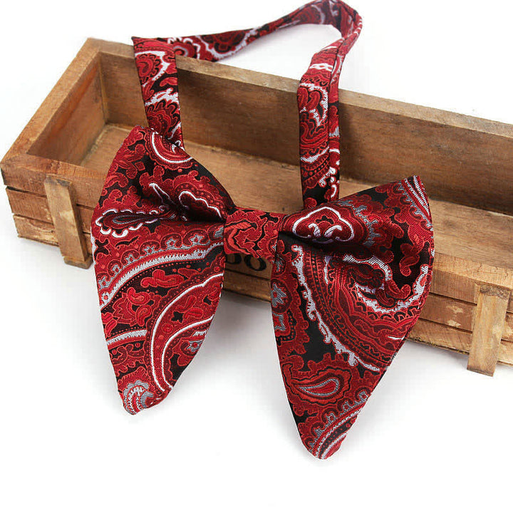 Men's Elegant Paisley Flower Oversized Pointed Bow Tie