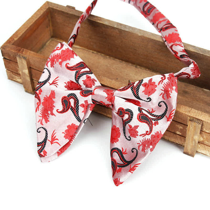 Men's Elegant Paisley Flower Oversized Pointed Bow Tie