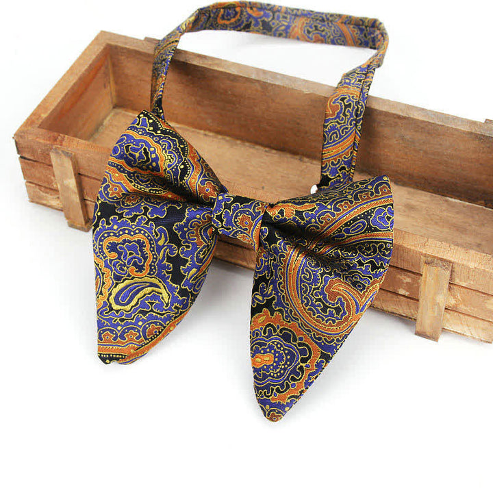 Men's Elegant Paisley Flower Oversized Pointed Bow Tie