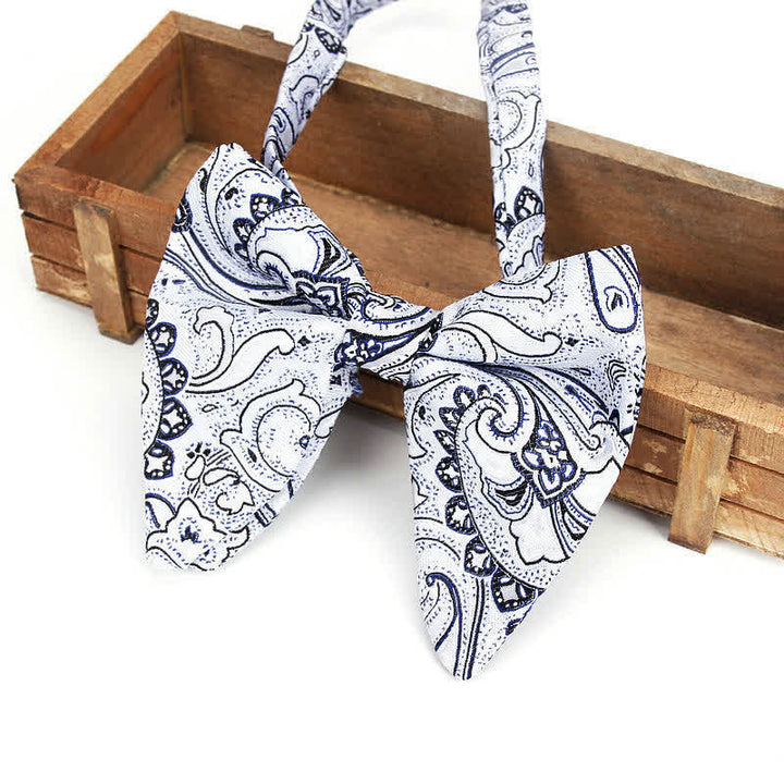 Men's Elegant Paisley Flower Oversized Pointed Bow Tie