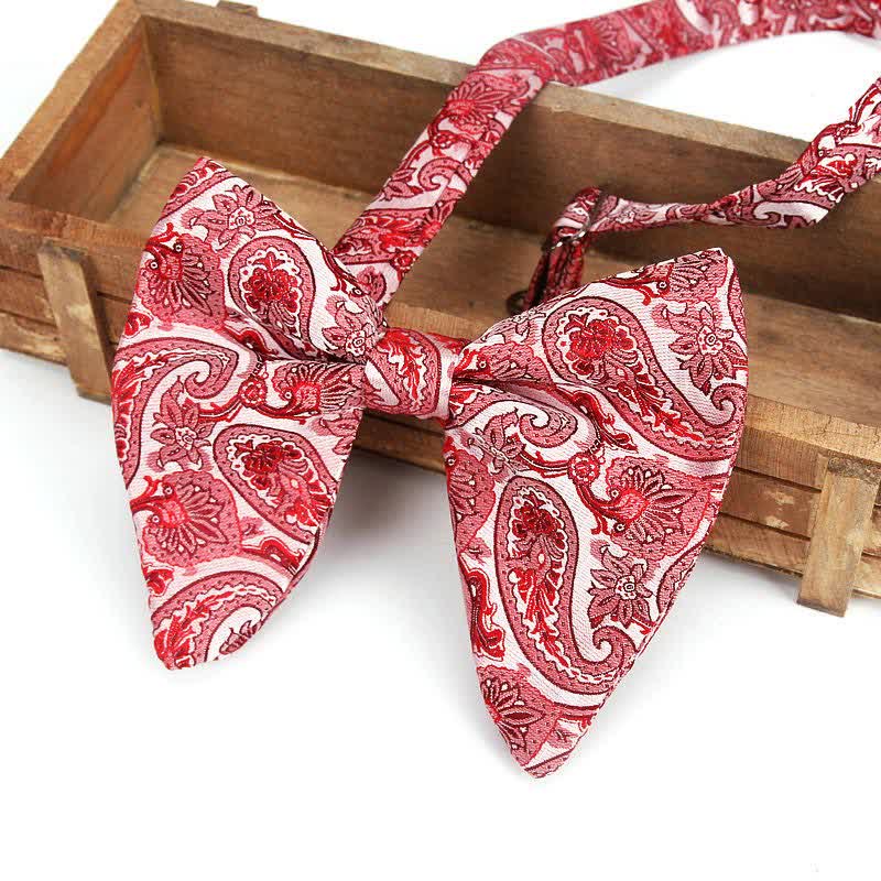 Men's Elegant Paisley Flower Oversized Pointed Bow Tie