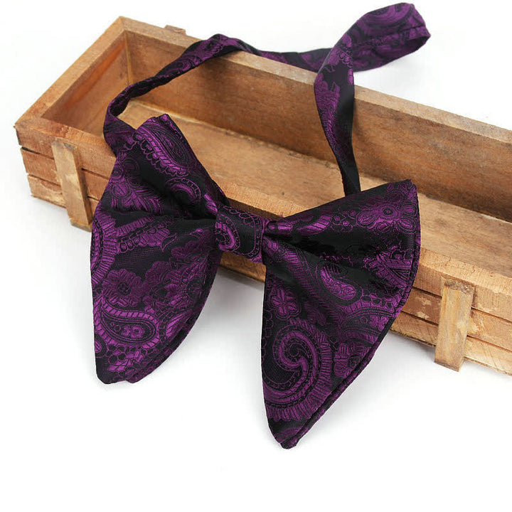 Men's Elegant Paisley Flower Oversized Pointed Bow Tie