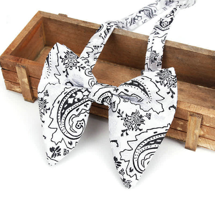 Men's Elegant Paisley Flower Oversized Pointed Bow Tie