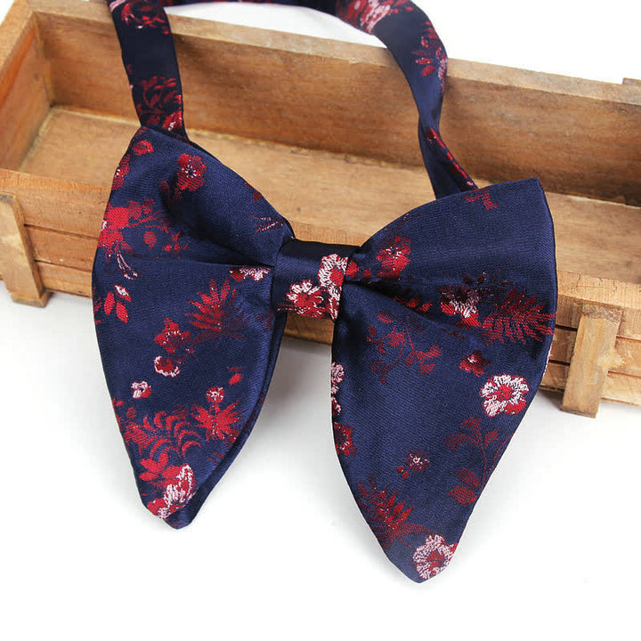 Men's Elegant Paisley Flower Oversized Pointed Bow Tie