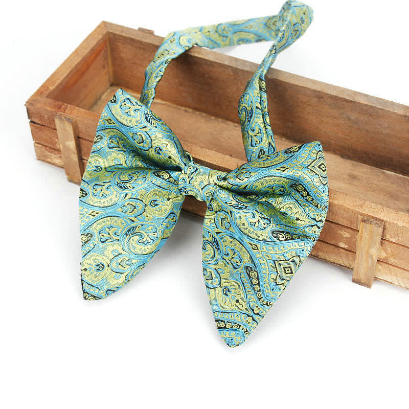 Men's Elegant Paisley Flower Oversized Pointed Bow Tie