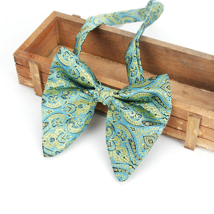 Men's Elegant Paisley Flower Oversized Pointed Bow Tie