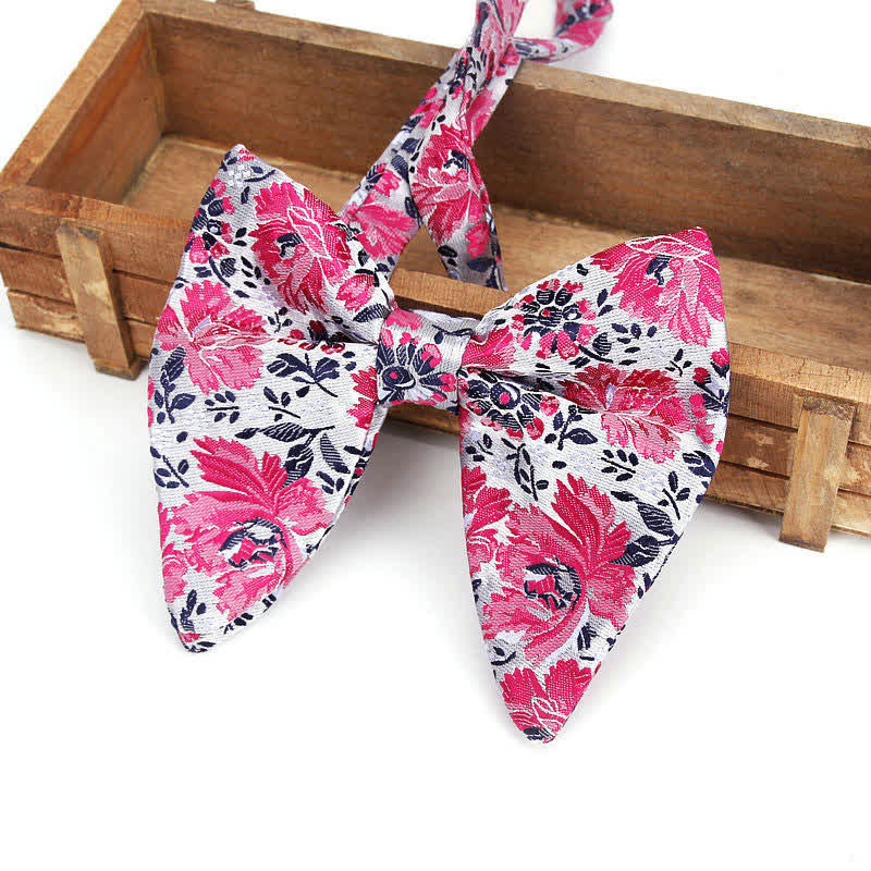 Men's Elegant Paisley Flower Oversized Pointed Bow Tie