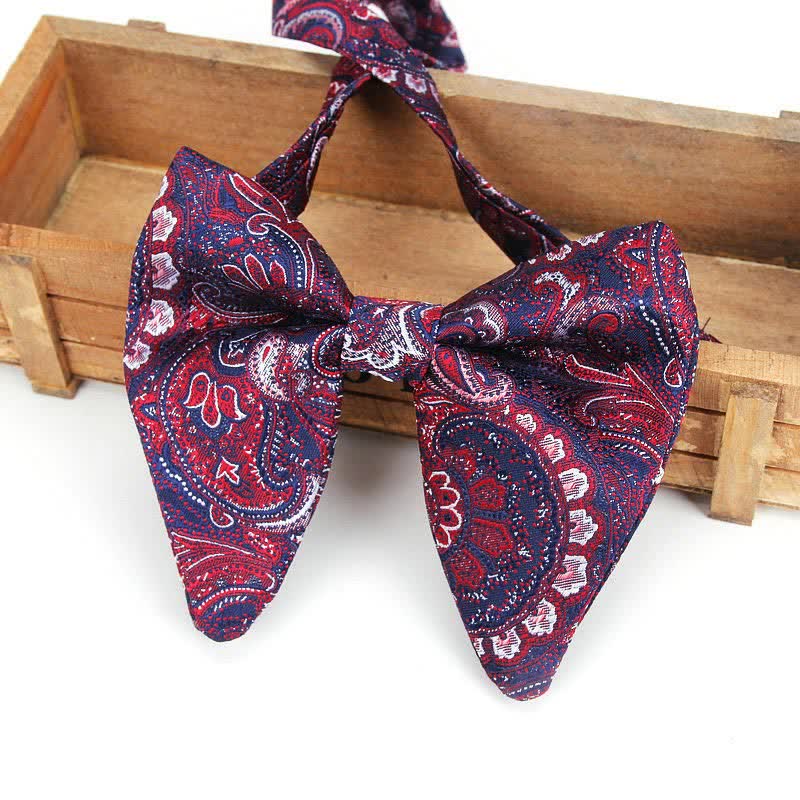 Men's Elegant Paisley Flower Oversized Pointed Bow Tie