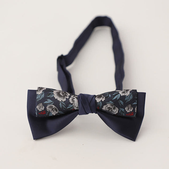 Men's Unqiue Two-Layer Patchwork Floral Bow Tie