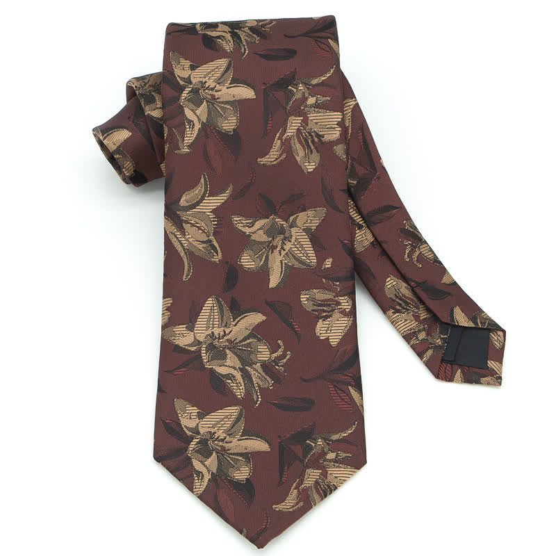 3Pcs Men's Graceful Exquisite Floral Pattern Necktie Set