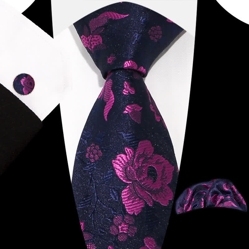 3Pcs Men's Graceful Exquisite Floral Pattern Necktie Set