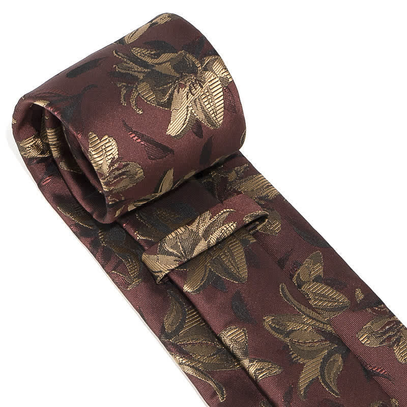 3Pcs Men's Graceful Exquisite Floral Pattern Necktie Set