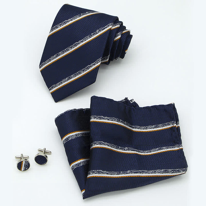 3Pcs Men's Casual Striped Office Accessory Necktie Set