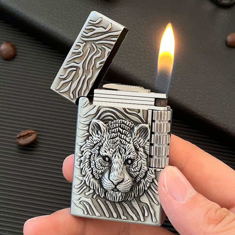 Cool Tiger Head Relief Refillable Butane Lighter